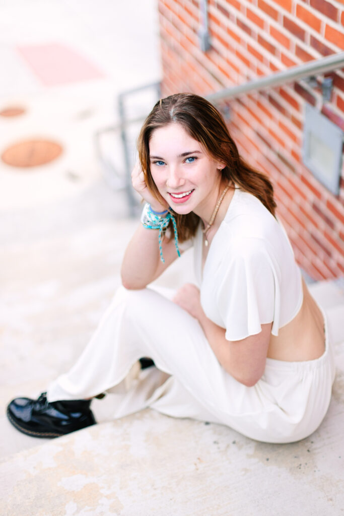 girl sat on steps