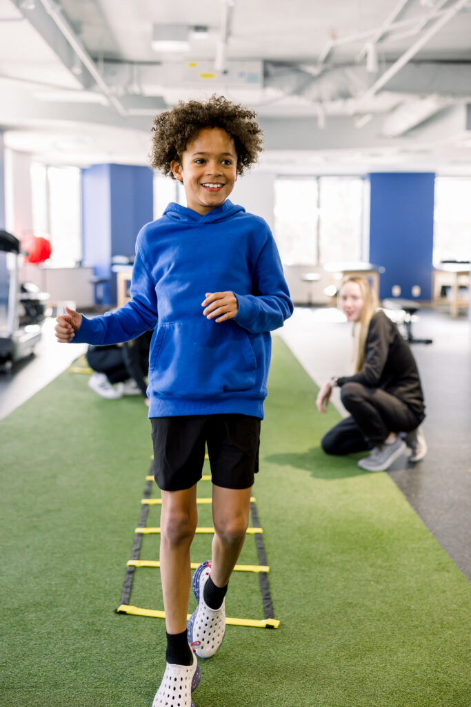pediatric physical therapy agility ladder child coordination training rehabilitation